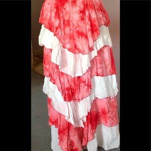 Red and white layered skirt